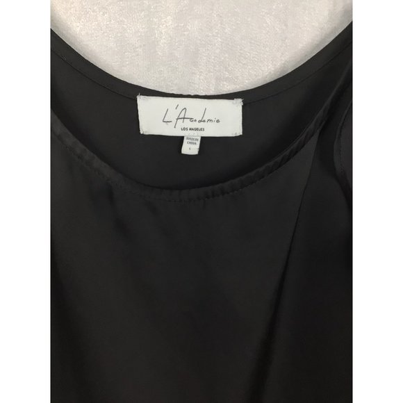 L`Academie Adjustable Spaghetti Strap Cold Shoulder Long Sleeve Blouse Black Siz - Picture 12 of 12